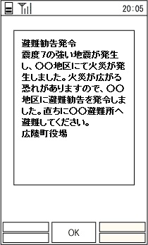 緊急速報メールの例文画像