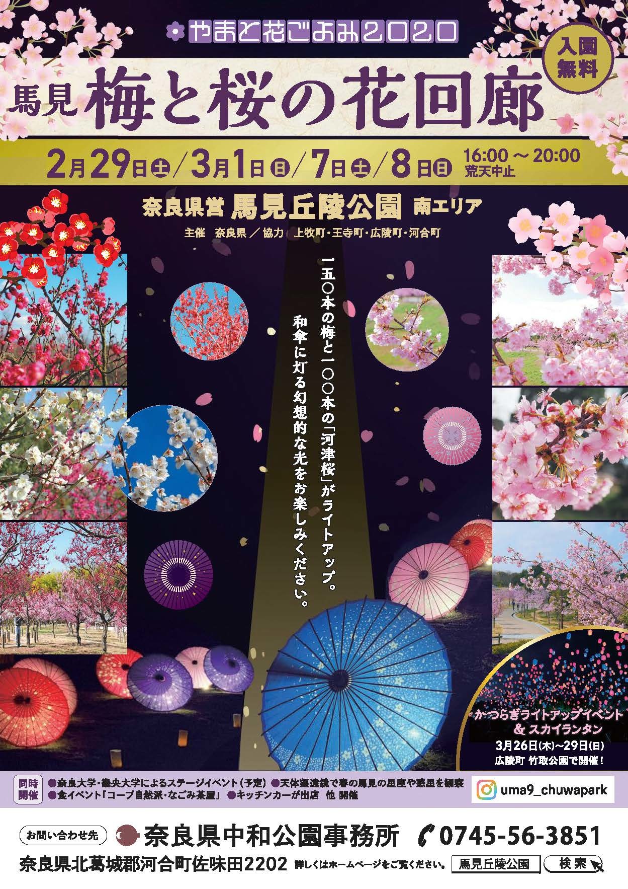 やまと花ごよみ2020「馬見梅と桜の花回廊」のチラシ