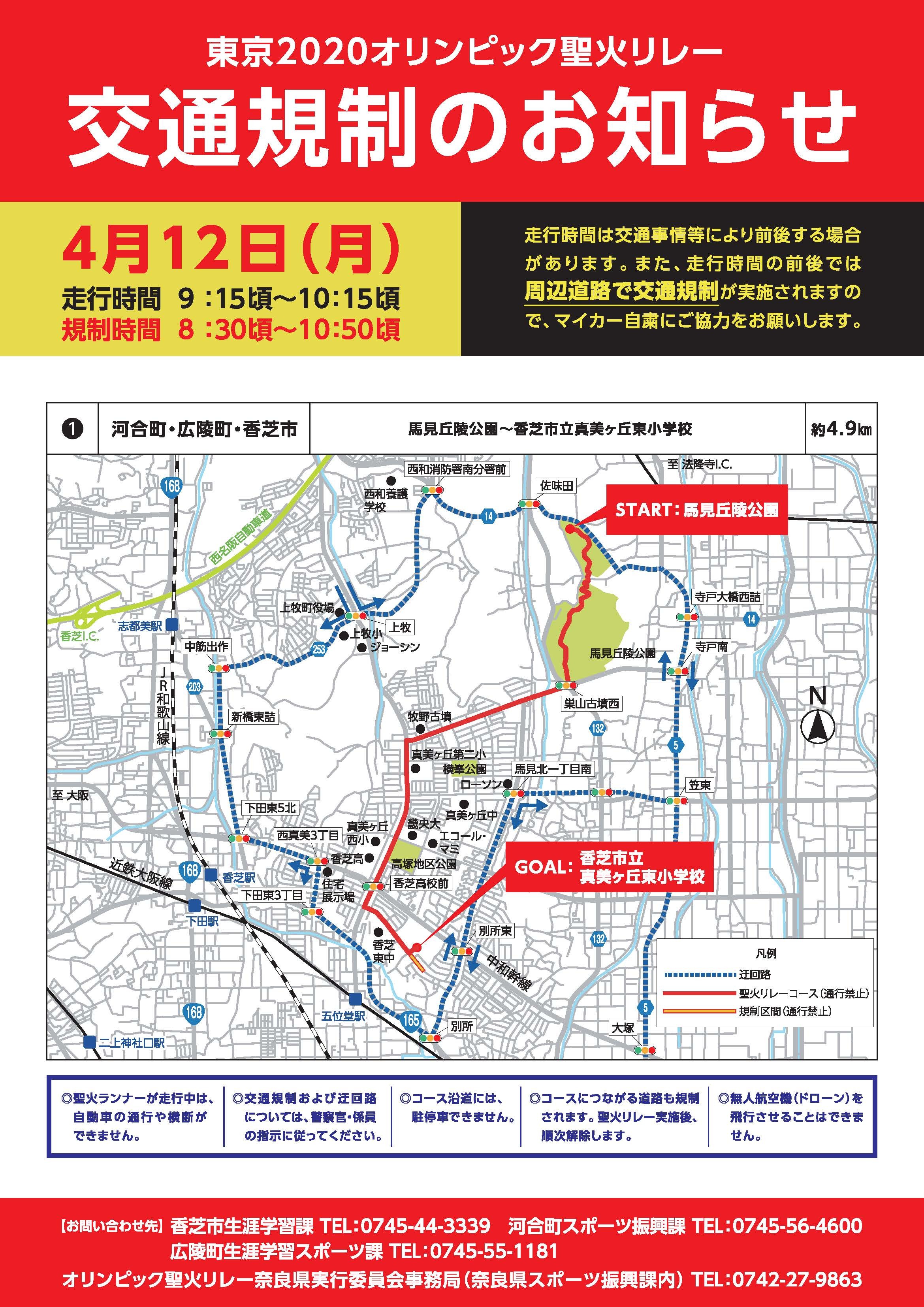 東京2020オリンピック聖火リレー交通規制のお知らせのチラシ