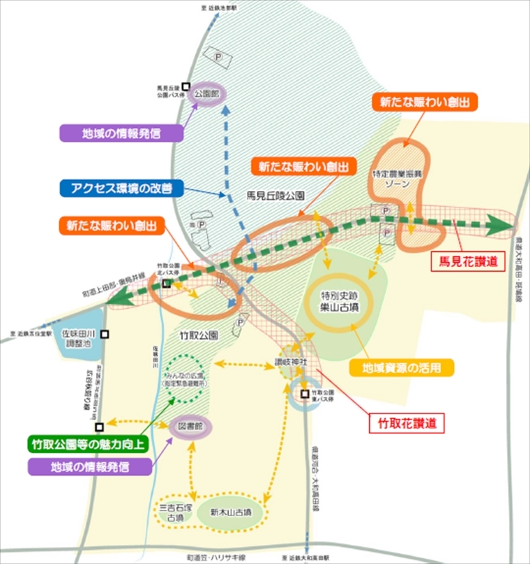 竹取公園周辺地区のマップ