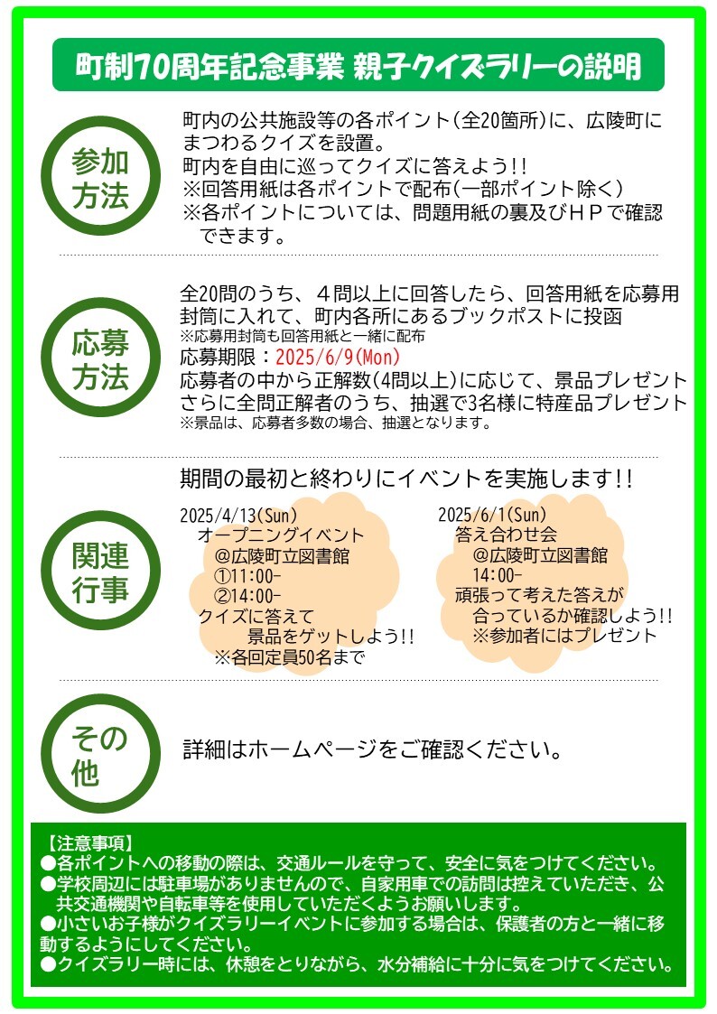親子クイズラリーイベントチラシ裏