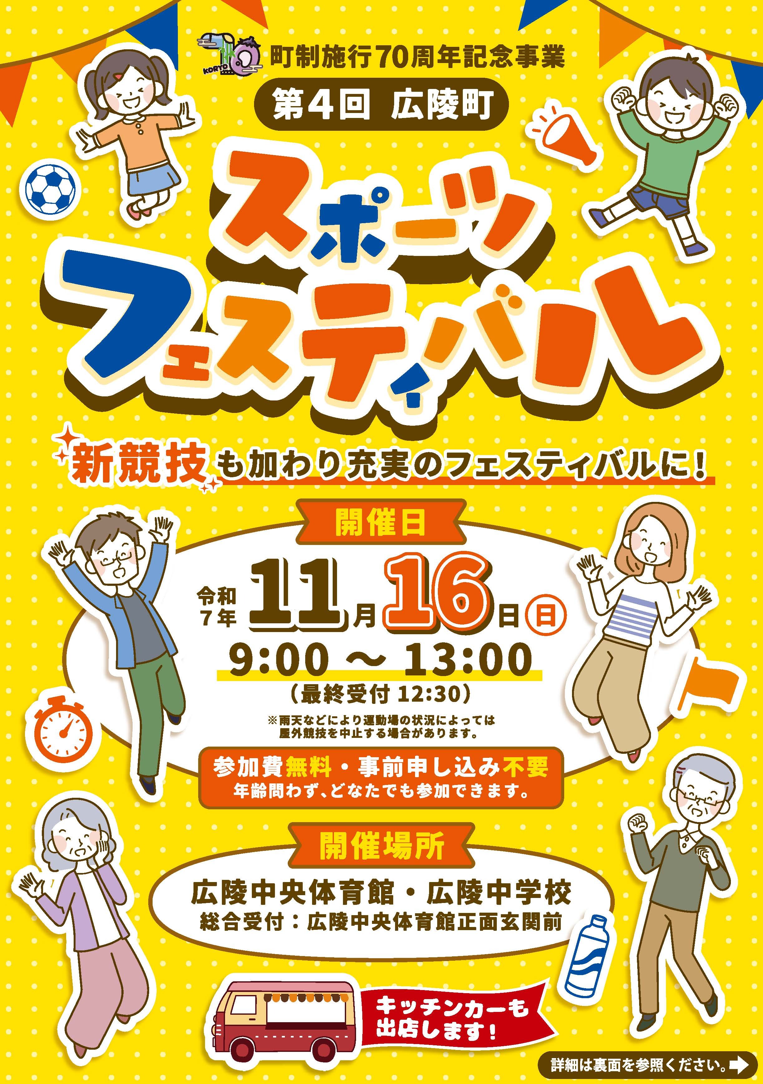 第4回広陵町スポーツフェスティバルのチラシです。